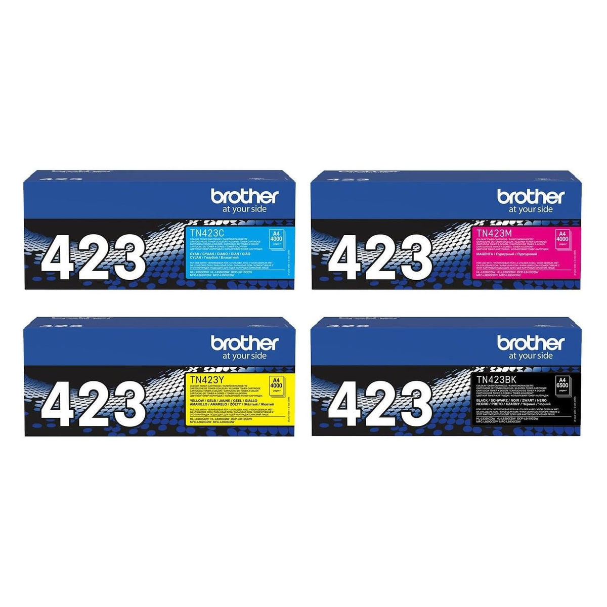 Brother TN-423 Original Toner Set Schwarz/Cyan/Magenta/Gelb (4er-Set) – Originalverpackung